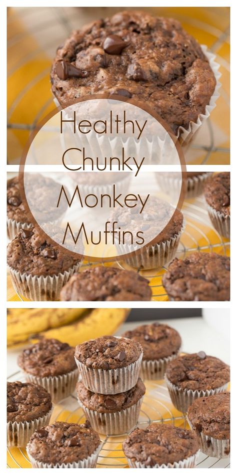 Healthy Chunky Monkey Muffins - Super Healthy Kids Muffins Made With Greek Yogurt, Chunky Monkey Muffins, Breakfast Muffins Healthy, Monkey Muffins, Dragon Food, Muffins Healthy, Kid Recipes, Healthy Breakfast Muffins, Super Healthy Kids