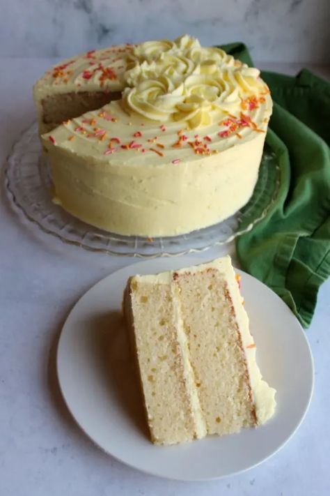 This lemon velvet cake is luscious and easy to make. The crumb is tender and moist. A homemade cake does not have to be hard! Lemon Velvet Cake Recipe, Cheesecake With Condensed Milk, Lemon Cake Recipes, Lemon Velvet Cake, Homemade Pound Cake, Creamy Chocolate Cheesecake, Sweetened Condensed Milk Recipes, Lemon Treats, Velvet Cakes