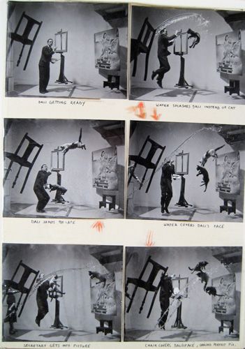 Dali 1948 (a) | Philippe Halsman Magnum Contact Sheets, Philippe Halsman, Contact Sheet, Flying Cat, Surreal Photos, Magnum Photos, Salvador Dali, Iconic Photos, Dali