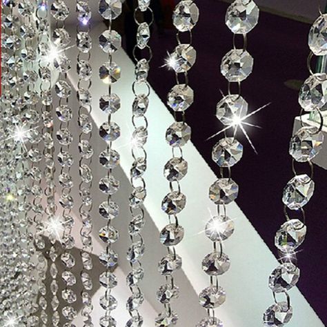 Crystal Curtains, Crystal Garland, Beaded Lamps, String Curtains, Diy Room Divider, Tassel Curtains, Acrylic Gems, Hanging Chandelier, Beaded Curtains