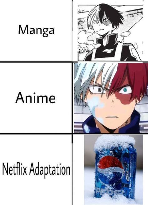 Manga Anime Netflix Adaptation, Netflix Adaptation, Manga Vs Anime, Netflix Anime, Anime Mems, Comedy Anime, Memes Anime, My Hero Academia Memes, Boku No Hero Academia Funny