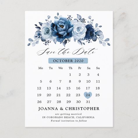 Dusty Blue And Sage Green Save The Dates, Floral Calendar, Wedding Calendar, Rustic Save The Dates, Save The Date Postcard, Elegant Bouquet, Save The Date Postcards, Dusty Purple, Save The Date Card