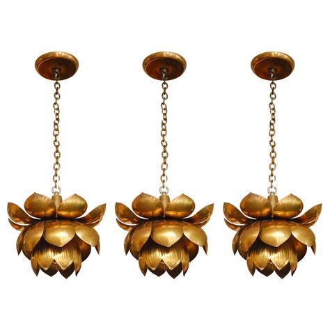 brass lotus pendant Lotus Lamp, Lotus Pendant, Flower Lamp, Nate Berkus, Décor Boho, Table Vintage, Pooja Rooms, Kelly Wearstler, Elements Of Style