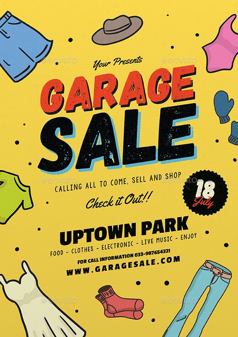 Retro Style Garage Sale Flyer Preview - GraphicRiver Garage Sale Poster Ideas, Garage Sale Poster Design, Thrift Poster, Clearance Sale Poster, Garage Sale Flyer, Yard Sale Signs, Garage Sale Signs, Sale Signs, Event Posters