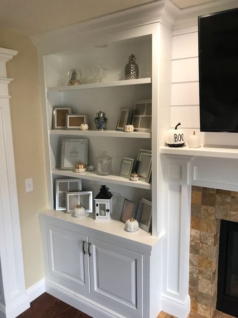 Bookshelves Around Fireplace, Built In Bookshelves, Built In Around Fireplace, Face Frames, Fireplace Bookshelves, Built In Shelves Living Room, Living Room Built Ins, Fireplace Shelves, Fireplace Built Ins