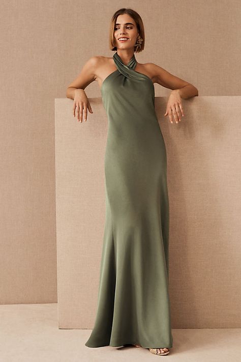 Bhldn Bridesmaid, Spring Bridesmaid Dresses, Charmeuse Dress, Bhldn Dress, Green Bridesmaid, Green Bridesmaid Dresses, Satin Gown, Dress Codes, Guest Dresses