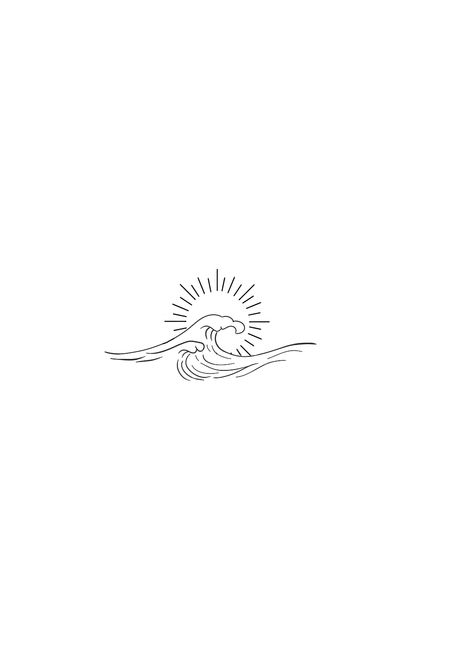 Sun And Sea Drawing, Semester At Sea Tattoo, Sun And Sea Tattoo, Surfer Tattoo Ideas, Beanie Tattoo, Beachy Tattoos For Women, Tricep Tattoos Women, Simple Leg Tattoos, Cute Elephant Tattoo