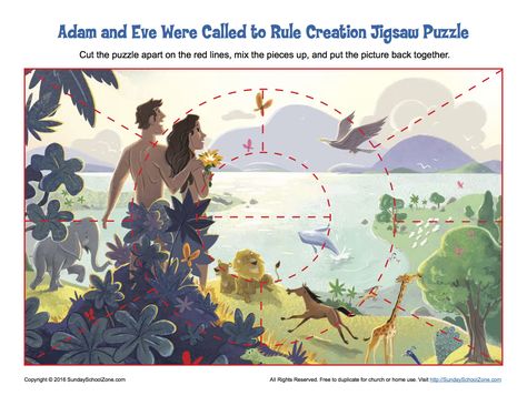 Adam and Eve Were Called To Rule Creation Jigsaw Puzzle Adam And Eve Cartoon, Adam And Eve Journaling, Adam And Eve Leaving The Garden, Adam By Eve A Live In Animation, Adam And Eve Bible, Childrens Bible Activities, Creation Coloring Pages, Printable Bible Activities, Creation Bible