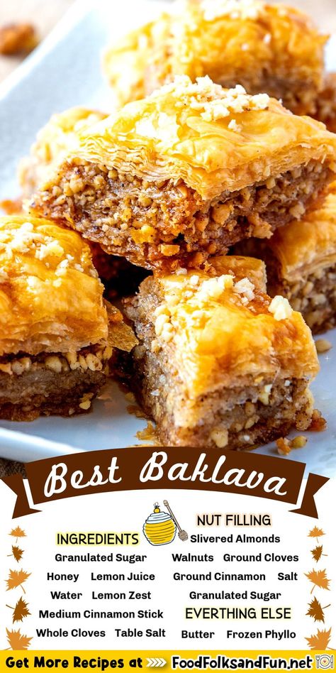 BAKLAVA! This Homemade Baklava recipe takes time, but it is SO worth it! It is perfect for family functions, parties, holidays (like Easter!), or for gifting! Turkish Baklava Recipe Traditional, Baklava Rolls Phyllo Dough, Baklava Recipe Middle Eastern, Easy Baklava Recipe Simple, Homemade Baklava Recipe, Greek Baking, Greek Cakes, Baklava Recipes, Homemade Baklava