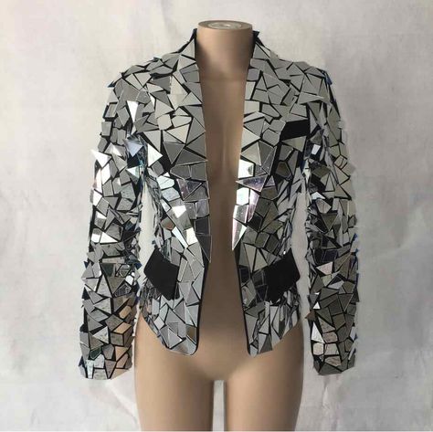 Mirror Jacket, Show Jackets, Folk Dance, Trendy Chic, Work Jackets, Female Singers, Silver Mirrors, Classy Dress, Women's Coat