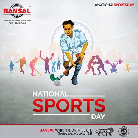 #BansalWire #HappyNationalSportsDay #NationalSportsDay 
#SportsDay #Sports #SportsDay2022 #MajorDhyanChand 
#Wishes #BirthAnniversary National Sports Day Creative Ads, National Sports Day Poster, Sports Day Poster, Dhyan Chand, School Management System, Bus Skin, National Sports Day, Bus Skin Design, Sports Players