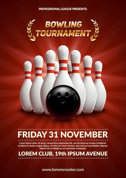 Vector bowling tournament poster. 3d bal... | Premium Vector #Freepik #vector #bowling-strike #bowling #bowling-ball #tournament-poster Tournament Poster Design, Bowling Poster, Tournament Poster, Bowling Tournament, Poster 3d, Bowling Ball, Bowling, Premium Vector, Poster Design