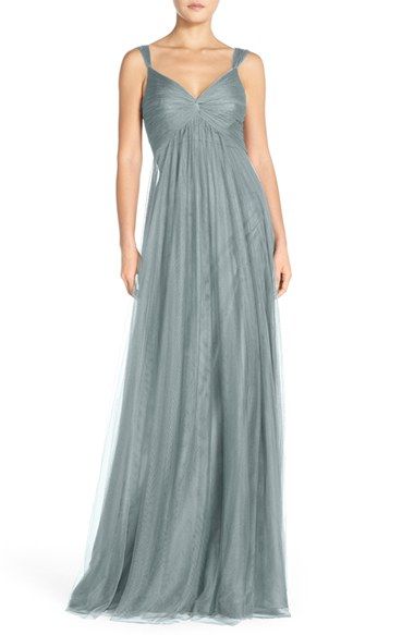 Monique Lhuillier Empire Waist Tulle Twist Front Gown White Strapless Wedding Dress, Body Dresses, Monique Lhuillier Gowns, Types Of Gowns, Empire Waist Gown, Bridesmaid Dressing Gowns, Blue Evening Dresses, Tulle Ball Gown, Blue Sleeveless Dress