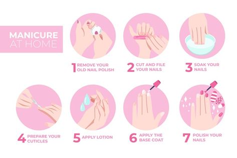 Manicure instructions infographic | Free Vector #Freepik #freevector #infographic Instructional Infographic, Nail Infographic, How To Do Manicure, Supply Chain Infographic, Human Resources Infographic, Manicure Process, Old Nail Polish, Infographic Inspiration, Crystal Makeup