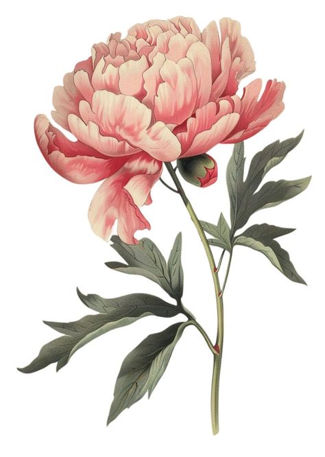 9 Peony Illustrations -(Peonies Images)! - The Graphics Fairy Vintage Peony Illustration, Artist Barbie, Peonies Illustration, Free Paper Flower Templates, Peony Drawing, Peony Illustration, Beautiful Peonies, Writing Paper Printable Stationery, Peony Art