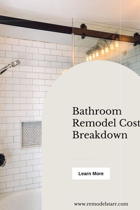 If you are considering a bathroom remodel, your first thought is, “how much will this cost?” Knowing a bathroom remodel cost breakdown is essential for every homeowner to plan and save. | Bathroom Remodel | Bathroom Remodel Ideas | Bathroom Remodel On A Budget | Small Bathroom Remodel | Master Bathroom Remodel | Bathroom Remodel Master Bath Before And After, Bathroom Renovation Checklist, Budget Shower Remodel, 90s Master Bath Remodel, Long Narrow Master Bath Layout, Basic Bathroom Remodel, 90s Bathroom Remodel, 60s Bathroom Remodel, Bathroom Updates On A Budget