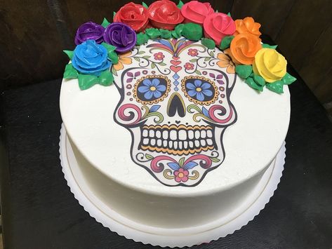 Day Of The Dead Cake Ideas, Sugar Skull Birthday, Skull Cakes, 40 Af, Sugar Skull Cakes, Skull Birthday, Day Of The Dead Cake, Pasteles Halloween, Sugar Scull