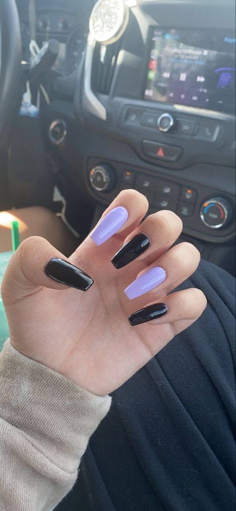 Purple And Black Acrylic Nails, Black And Purple Nails, Watermelon Nails, Purple Acrylic Nails, Black Acrylic Nails, Heart Nail, Heart Nail Art, Edgy Nails, Grunge Nails