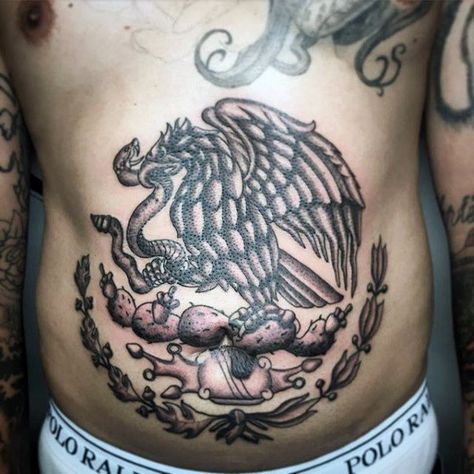 50 Mexican Eagle Tattoo Designs For Men - Manly Ink Ideas Whole Back Tattoos Men, Mexico Eagle Tattoo, Mexican Eagle Tattoo, Mexican Flag Tattoos, Eagle Tattoo Arm, Mexican Heroes, Eagle Tattoo Designs, Traditional Chicano Tattoos, Owl Eye Tattoo