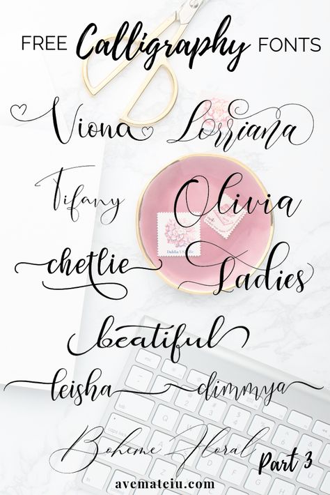 10 New FREE Beautiful Calligraphy Fonts – Part 3 – Ave Mateiu Calligraphy Styles Fonts, Name Fonts Design, Font Free, Caligraphy Font, Free Fonts For Cricut, Free Calligraphy Fonts, Idee Cricut, Aesthetic Fonts, Font Design