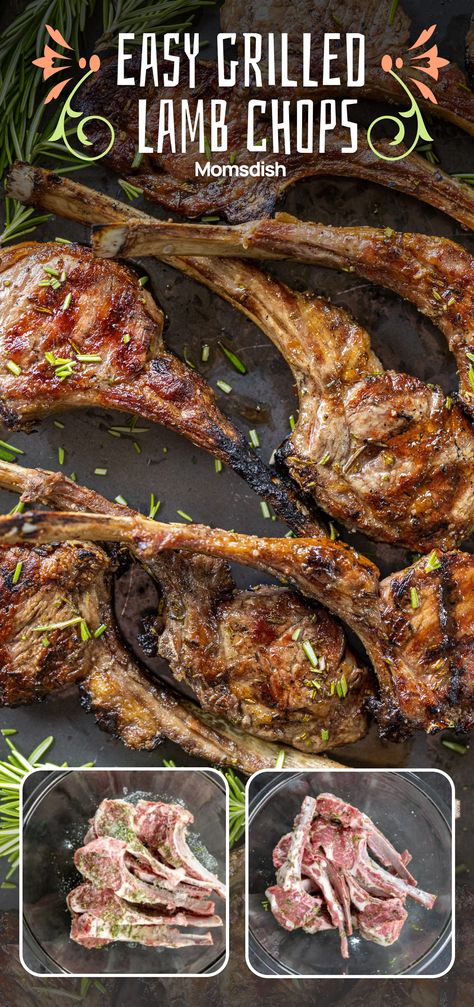 These fall-off-the-bone lamb chops, seasoned with rosemary, are tender, flavorful, and easy to make on a sizzling hot grill. Lamb Chops On Grill, Bbq Lamb Chops On Grill, Grilling Lamb Chops, Lamp Chops Recipe Grilled, Lamb Chop Recipes Grilled, Grilled Lamb Chops Marinade, Lamp Chops Recipe, Lamb Chops Oven, Bbq Lamb Chops