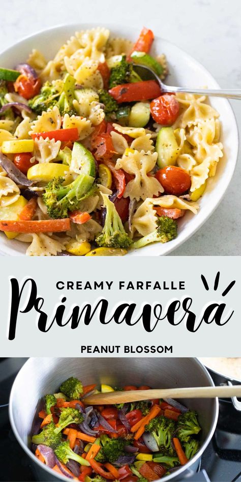 Lemon Parmesan Sauce, Farfalle Pasta Recipes, Healthy Pasta Recipes Vegetarian, Primavera Pasta, Farfalle Recipes, Pasta And Sauce, Primavera Recipe, Meal Train, Meatless Mains