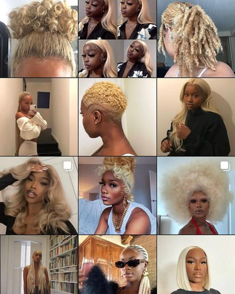 Locs Colors, December Hairstyles, Brown Skin Blonde Hair, Dark Skin Blonde Hair, Blonde Hair Black Women, Blonde Afro, Really Curly Hair, Blonde Natural Hair, Blonde Eyebrows