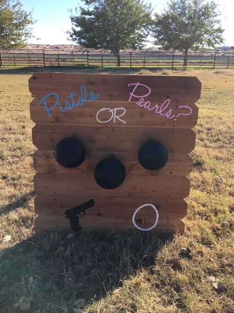 Gender Reveal Skeet Shoot, Non Basic Gender Reveal, Hood Gender Reveal Ideas, Gender Reveal Ideas Shooting Target, Gunshot Gender Reveal, Gender Reveal Themes Country, Gender Reveal Shooting Target, Cornhole Gender Reveal Ideas, Gender Reveal Ideas Rustic