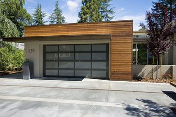 Garage And Shed Photos Flat Roof Design, Pictures, Remodel, Decor and Ideas Fiberglass Garage Doors, Detached Garage Designs, Flat Roof Design, Contemporary Garage, Glass Garage, Garage Door Windows, Custom Garage Doors, Garage Door Ideas, Garage Designs