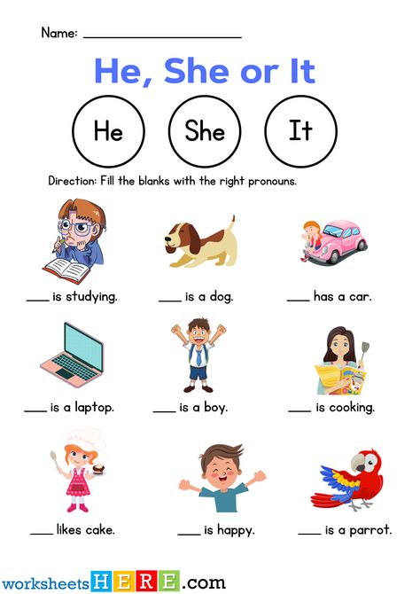 Pronouns Worksheets with Answers He She It, Personal Pronouns PDF Worksheet With Pictures - WorksheetsHere.com There Is And There Are Worksheets, He She It Worksheet For Kindergarten, He She It Worksheet, He She Worksheet, English Worksheet For Grade 2 Pronoun, Pronouns Worksheet For Class 2, Object Pronouns Worksheets, Personal Pronouns Worksheets Grade 3, He She Pronouns