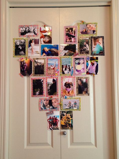 Door Photo Collage, Picture Heart Wall, Heart Picture Collage, Door Collage, Heart Picture Frame, Door Picture, Future Room, Closet Door, Random Ideas