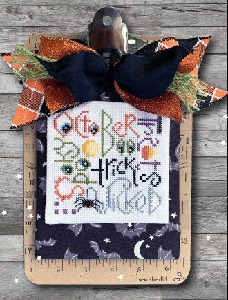 Typography Cross Stitch Club October | Digital Download pattern Typography Cross Stitch, October Typography, Santa Cross Stitch, Fall Cross Stitch, Stitch Halloween, Pine Mountain, Toil And Trouble, Cross Stitch Christmas Ornaments, Halloween Cross Stitches