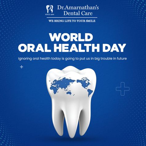 Ignoring oral health today is going to put us in big trouble in future. So let’s take a resolution in this #oralhealthday to take care of your dental health. Happy World Oral Health Day!! #oralhealth #dentist #dentistry #dramarnathansdentalcare #ramsdentalcare #smile #dental #teeth #dentalcare #dentalhygiene #dentalclinic #oralcare #health #dentalassistant #dentistryworld World Oral Health Day, Smile World, Dental Posters, Dental Teeth, Health Day, Oral Health Care, Dental Assistant, Dental Hygiene, Dental Clinic