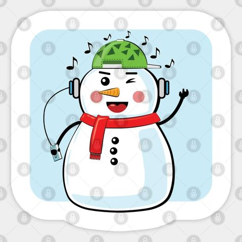 Snowman Listens To Music - Funny Illustration - Music - Sticker | TeePublic Funny Snowman Drawing, Snowman Drawing, Illustration Music, Music Funny, Funny Snowman, Music Stickers, Funny Illustration, Music Design, Retro Designs