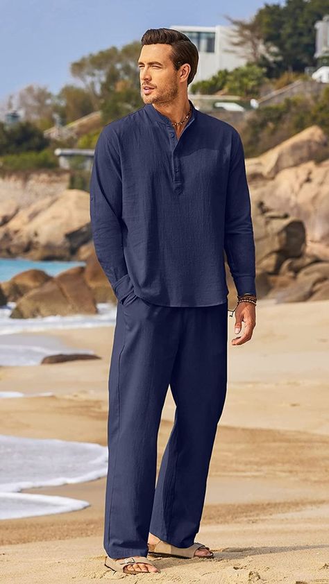 summer outfit for men Men Linen Outfit Summer, Summer Yoga Outfit, Linen Outfit Summer, Summer Yoga, Yoga Outfits, English Men, Mens Linen, Pants With Pockets, Linen Set