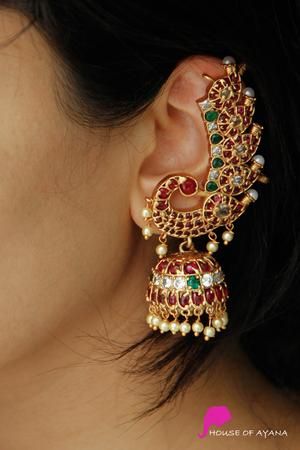 Earring Sets Shop In Chennai | Buy Indian Fashion Earring Jewelry Sets - House of Ayana Mughal Jewelry, Indian Jhumka, Temple Jewelry Necklace, Gold Temple Jewellery, Ear Cuff Earrings, Saree Jewellery, Temple Jewelry, Dp Images, Necklace Indian