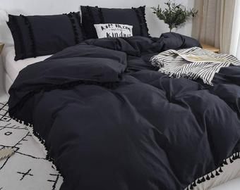 King Size Comforter, Duvet Covers Bohemian, Black Comforter, Black Duvet, Velvet Bedding Sets, Bedding Quilt, Queen Bedding, King Size Comforters, Black Duvet Cover