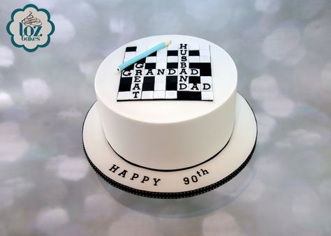 Grandad Birthday Cakes, 80th Birthday Cake For Grandfather, Birthday Cake For Grandfather, Crossword Cake, White Chocolate Ganache Cake, Happy Birthday Papa Cake, Grandpa Cake, Grandpa Birthday Cake, Crossword Design