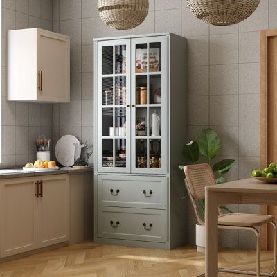 Tall China Cabinet Glass Doors, Dark Grey China Cabinet, Modern Frmhouse China Cabinet Large, Painted Sideboards And Buffets China Cabinets & Hutches, Tall Storage Unit, Refurbished Buffet Cabinet China Cabinets & Hutches, Cabinet Glass Doors, Dining Cabinet, Glass Cabinets Display