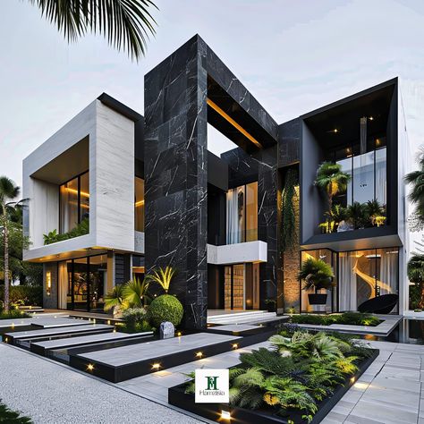 ￼ Expensive Modern House, Black Villa Modern, Marble House Exterior, Modern Luxury Houses Mansions, Big Modern Mansion, Big Modern Houses Luxury Mansions, Luxurious House Exterior, Modern House Mansion, Modern Luxury Exterior