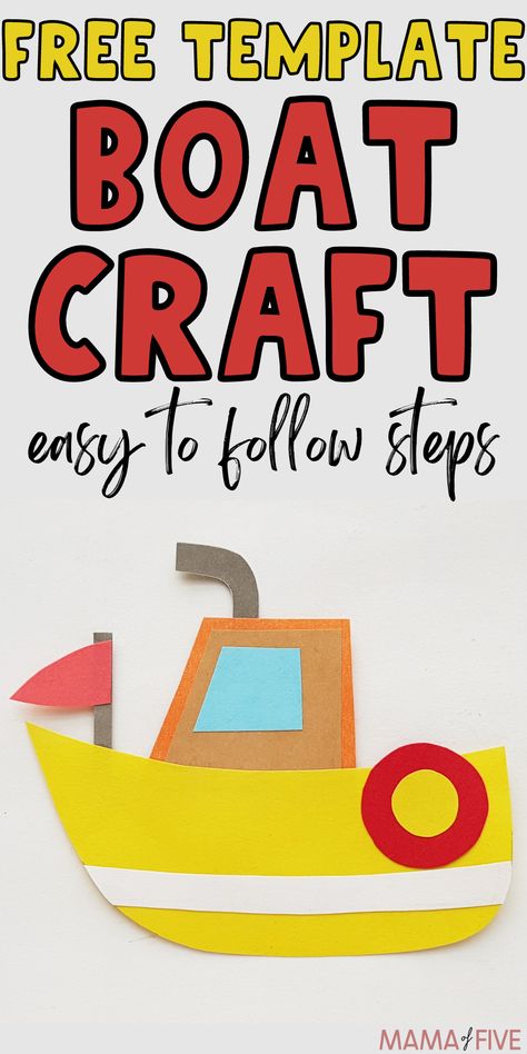 Boat Transportation Preschool, Boat Preschool Craft, Easy Boat Craft, Boat Crafts For Toddlers, Boat Crafts Preschool, Transportation Theme For Toddlers, Boat Craft Kids, Boat Crafts For Kids, Boat Template