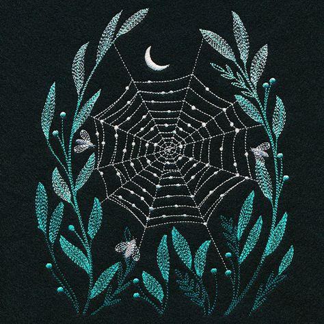 Delicate Dewdrops Spiderweb | Urban Threads: Unique and Awesome Embroidery Designs Cobweb Embroidery, Spider Web Embroidery, Spider Web Embroidery Pattern, Spider Embroidery Stitch, Embroidered Spider Web, Waffle Weave Towels, Animal Embroidery Designs, Hand Embroidery Projects, Animal Embroidery