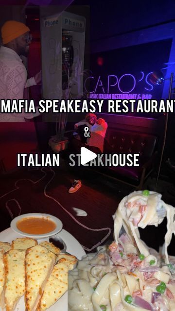 Bayareafoodz on Instagram: "Have yall ever been to a mafia themed speakeasy and restaurant? Found one in Vegas @caposrestaurant so far this the best speakeasy experience I’ve ever been to, once we got pass the security check point it was nothing but great live music 🎶, incredible service all around and ofcourse some authentic delicious Italian dishes. According to the story on the back of the menu, some of the items recipes originated from the Capone’s family. #bayareafoodz 

Would you try this place out? Tag who you’ll enjoy this experience with!

📍:5675 W Sahara Ave
Las Vegas, NV 89146" Asian Bistro, Las Vegas Restaurants, Italian Dishes, Classic Italian, Italian Restaurant, The Menu, Live Music, Restaurant Bar, Italian Recipes