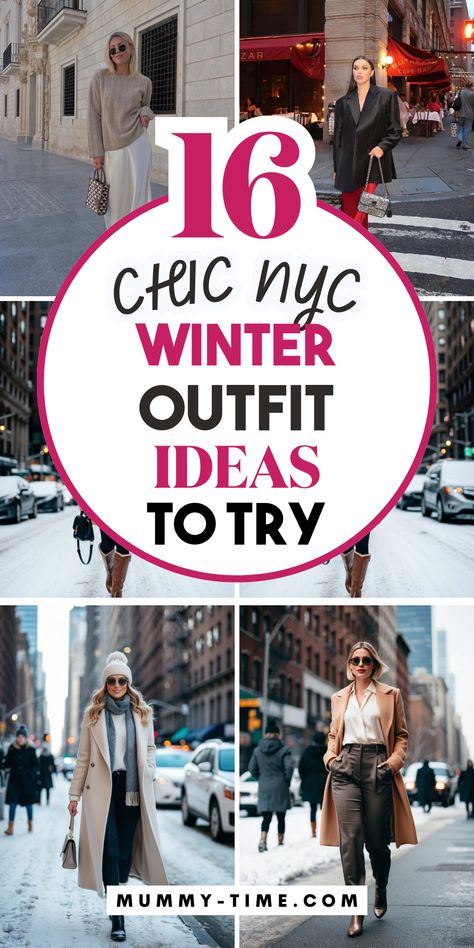 Stay chic and warm this winter with NYC-inspired outfits! 🧥🌆 These trendy looks are perfect for layering and keeping cozy while walking through the city. Whether you’re going casual or dressed up, these outfits are your winter essentials. Save this pin for winter fashion ideas! 📌✨ Nyc Winter Outfits 2025, Brooklyn Bridge Outfit Winter, Cold Weather Outfits Ideas, Walking Winter Outfit, Winter Chicago Outfit Cold Weather, Winter Outfit For New York City, Rainy Day Outfit Winter Casual, Cute Outfits For Nyc Winter, Winter In New York Outfits Aesthetic