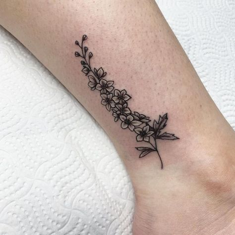 July Birth Flower Tattoos 2021072806 - July Birth Flower Tattoos: Water lily Tattoo & Delphinium July Birth Flower Tattoos, Larkspur Tattoo Design, Delphinium Flower Tattoo, July Birth Flower Tattoo Larkspur, July Tattoo Ideas, July Flower Tattoo, Larkspur Flower Tattoo, Delphinium Tattoo, Larkspur Flower Tattoos