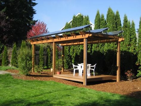 On Grid Solar System, Solar Pergola, Pavilion Ideas, Water Pavilion, Solar Hot Water System, Solar Carport, Summer Cabin, Renewable Energy Systems, Solar Hot Water