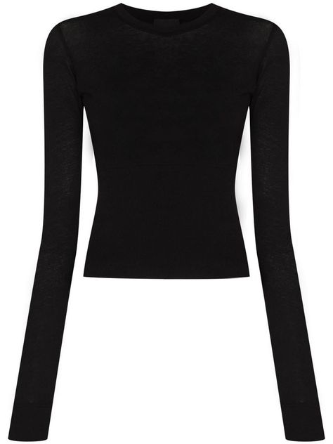 Fitted long sleeve t-shirtGender: WomenMaterial: Cotton 100%Color: BlackProduct ID: W1021R05*Import tax/duty will be calculated at checkout (If applicable) Long Sleeve Shirt Outfits, Wardrobe Nyc, Long Sleeve Cotton Tops, Fitted Long Sleeve, Black Long Sleeve Shirt, Black Long Sleeve Top, Cropped Tops, Womens Long Sleeve Shirts, Pullover Shirt