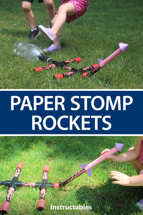 Stem Rockets For Kids, Stomp Rocket Diy, Steam Elementary, Stem Rockets, Kids Engineering Projects, Astronaut Activities, Paper Rocket, Paper Rockets, Stomp Rocket