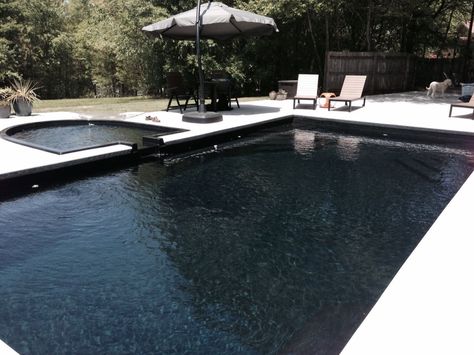 Rectangle Pools, Black Bottom Pools, Pool Plaster, Pool Inspiration, Rectangle Pool, Black Pool, Fiberglass Pool, House Pool, Fiberglass Swimming Pools