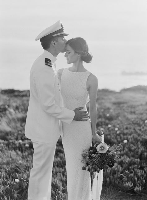 #black-and-white, #romantic Photography: Em the Gem - emthegem.com Wedding Dress: Alice + Olivia - aliceandolivia.com Naval Officer Wedding, Navy Prewedding, Military Wedding Navy, Military Wedding Photos, Navy Officer Wedding, Navy Couple, Wedding Photography Shot List, Military Weddings, The Office Wedding